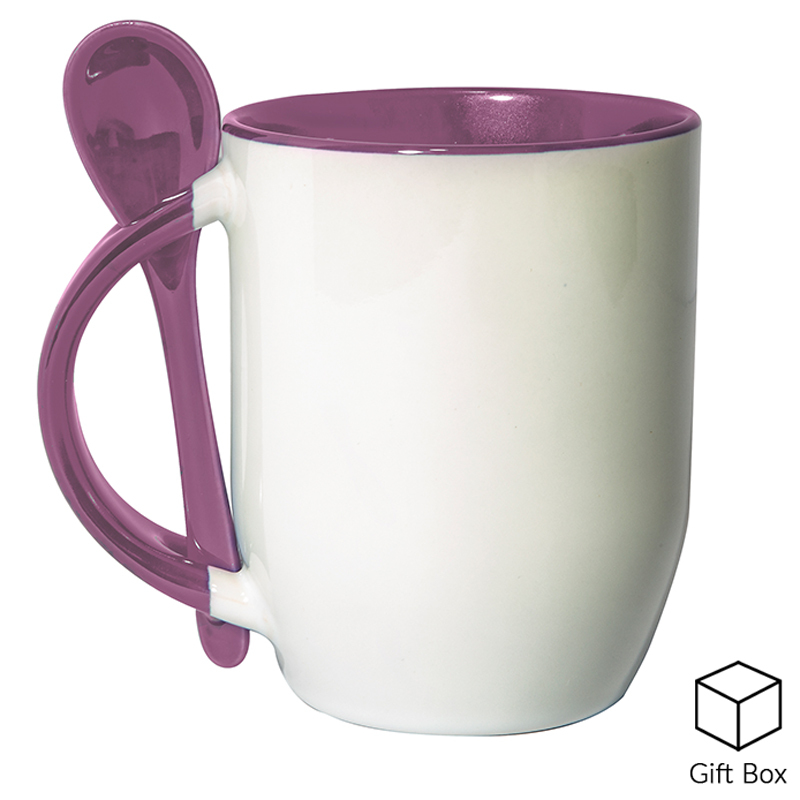 Pink Two Tone Mug With Spoon