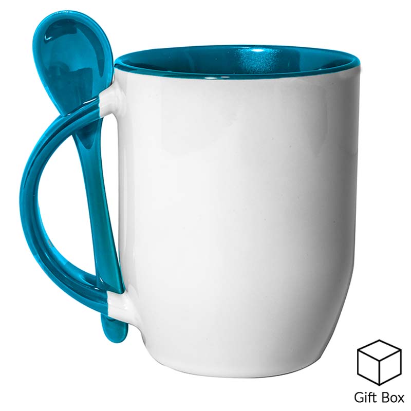 Light Blue Two Tone Mug With Spoon