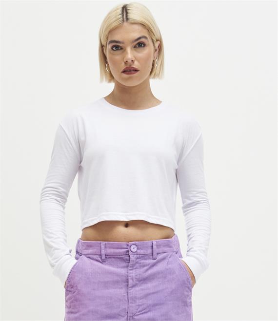 AWDIS LADIES LONG SLEEVE CROPPED T-SHIRT