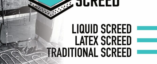 Custom PVC banner for Sand Screed construction company showcasing branding, liquid screed services and professional site advertising in Birmingham, UK.