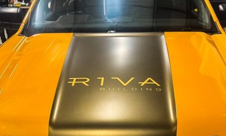 Riva Building branded Ford Ranger rear vehicle graphics